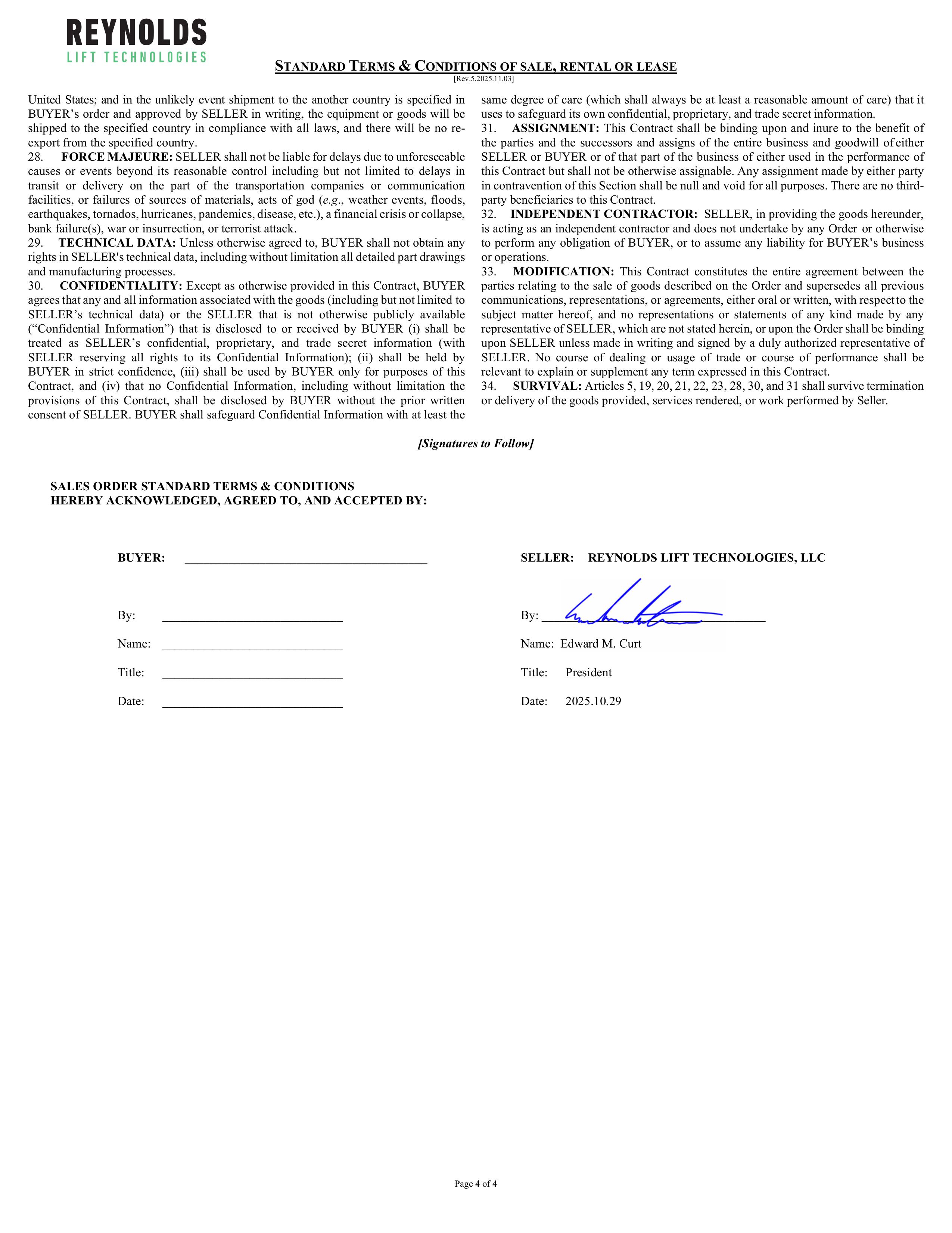 Reynolds Standard Terms and Conditions page 4